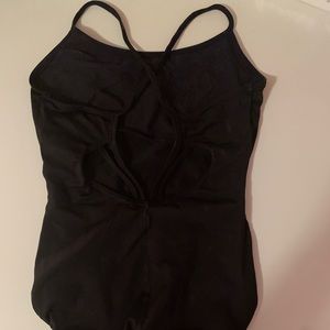 Strappy back black dance ballet leotard bodysuit